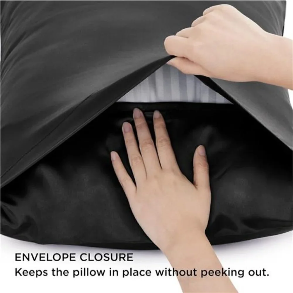 👉Satin Pillowcase for Hair and Skin Queen -Black Silky 2  20x30 Gifts for Men